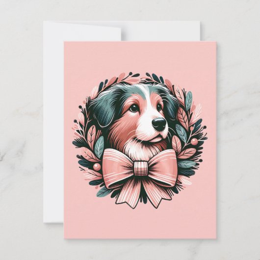 Aangepaste Kerstmis Australische herder hond krans Kaart (Voorkant)