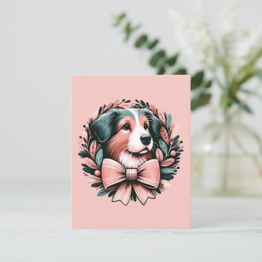 Aangepaste Kerstmis Australische herder hond krans Kaart (Staand voorkant)