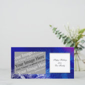 Aangepaste Kerstmis Blauwe en Witte Winterden Feestdagenkaart (Staand voorkant)