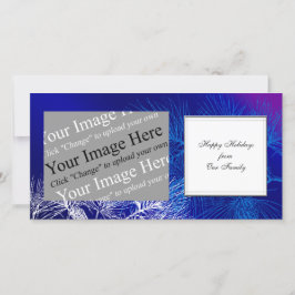 Aangepaste Kerstmis Blauwe en Witte Winterden Feestdagenkaart