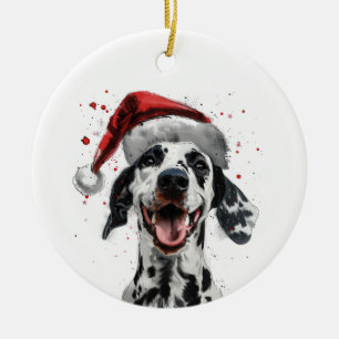 Aangepaste Kerstmis Dalmatische Hond Keramisch Ornament