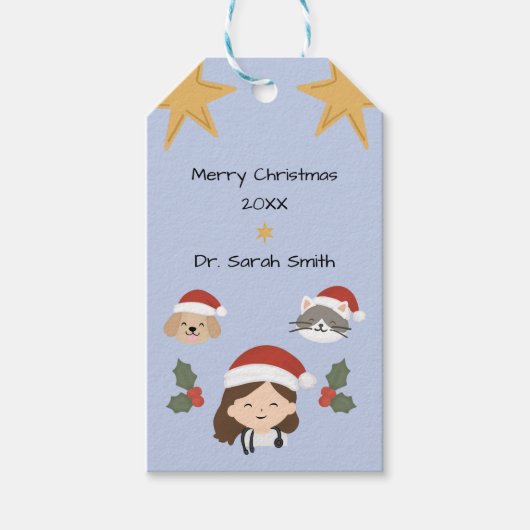Aangepaste Kerstmis Dierenvrienden Cadeaulabel (Voorkant)