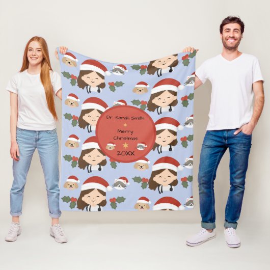 Aangepaste Kerstmis Dierenvrienden Fleece Deken (In situ)