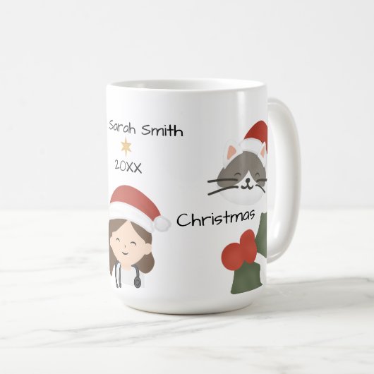 Aangepaste Kerstmis Dierenvrienden Koffiemok (Voorkant rechts)