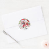 Aangepaste Kerstmis één foto  Ronde Sticker (Envelop)