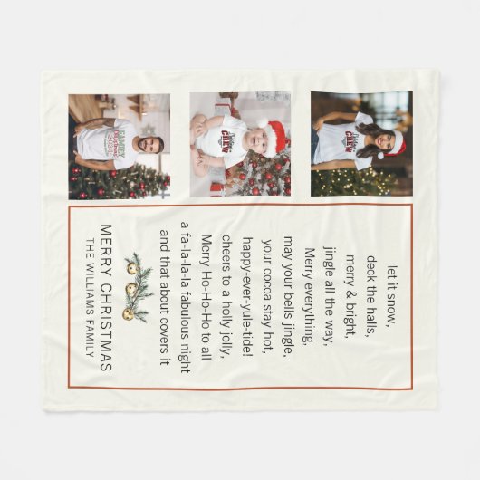 Aangepaste Kerstmis Familie Foto Collage Gezegden Fleece Deken (Voorkant (Horizontaal))