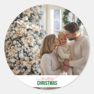 Aangepaste Kerstmis Familie Foto Ronde Sticker