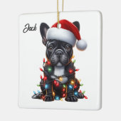 Aangepaste Kerstmis Franse Bulldog met Santa Hat Keramisch Ornament (Links)