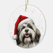 Aangepaste Kerstmis Gelukkige Lhasa Apso Hond Keramisch Ornament (Links)