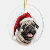 Aangepaste Kerstmis Gelukkige Pug Hond Keramisch Ornament (Links)