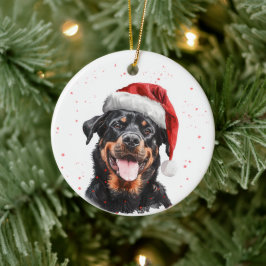 Aangepaste Kerstmis Gelukkige Rottweiler Hond Keramisch Ornament