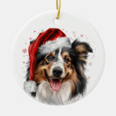 Aangepaste Kerstmis Gelukkige Sheltie Hond Keramisch Ornament (Voorkant)
