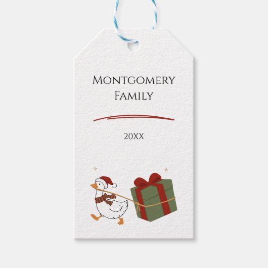 Aangepaste Kerstmis Geschenkdief Gans Cadeaulabel (Voorkant)
