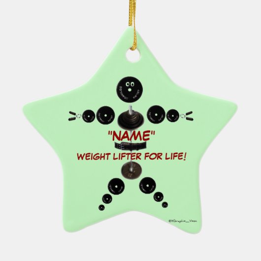 Aangepaste Kerstmis Gewicht Lifter Keramisch Ornament (Achterkant)