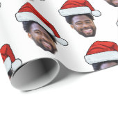 Aangepaste Kerstmis Gezicht Gift Wrap Familie Foto Cadeaupapier (Rol Hoek)