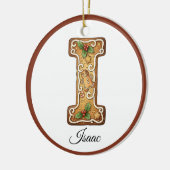 Aangepaste Kerstmis Gingbread Letter I Monogram Keramisch Ornament (Links)