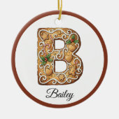 Aangepaste Kerstmis Gingerbread Letter B Monogram Keramisch Ornament (Voorkant)