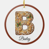 Aangepaste Kerstmis Gingerbread Letter B Monogram Keramisch Ornament (Achterkant)