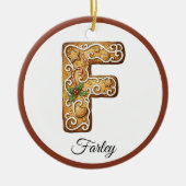 Aangepaste Kerstmis Gingerbread Letter F Monogram Keramisch Ornament (Voorkant)