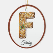 Aangepaste Kerstmis Gingerbread Letter F Monogram Keramisch Ornament (Links)
