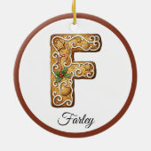 Aangepaste Kerstmis Gingerbread Letter F Monogram Keramisch Ornament (Achterkant)