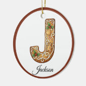 Aangepaste Kerstmis Gingerbread Letter J Monogram Keramisch Ornament (Links)