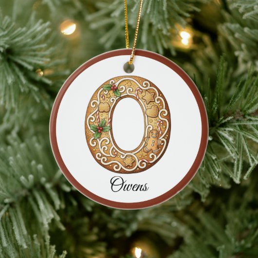 Aangepaste Kerstmis Gingerbread Letter O Monogram Keramisch Ornament (Boom)