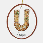 Aangepaste Kerstmis Gingerbread Letter U Monogram Keramisch Ornament (Links)