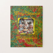 Aangepaste Kerstmis Groen Rood Goud abstract gemar Legpuzzel (Verticaal)