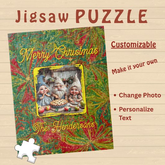 Aangepaste Kerstmis Groen Rood Goud abstract gemar Legpuzzel