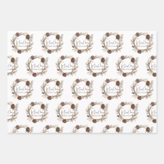 Aangepaste Kerstmis Groeten Inpakpapier Vel (Voorkant 3)