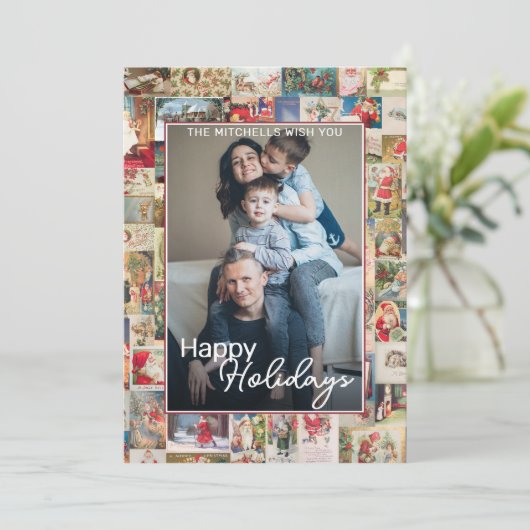 Aangepaste Kerstmis Groeten Patroon Feestdagenkaart (Staand voorkant)