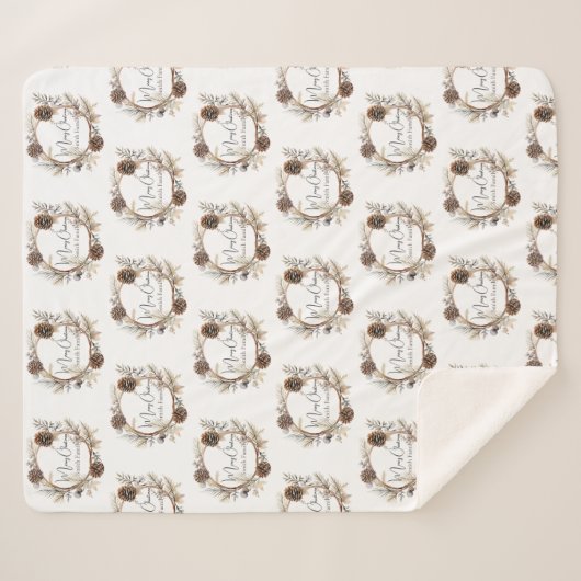 Aangepaste Kerstmis Groeten Sherpa Deken (Voorkant (horizontaal))