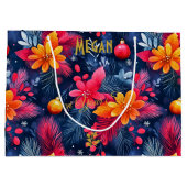 Aangepaste Kerstmis Grote Gift Bag met Levendige F Groot Cadeauzakje (Achterkant)