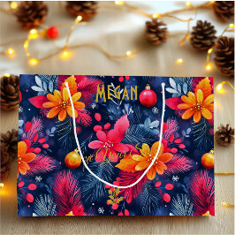 Aangepaste Kerstmis Grote Gift Bag met Levendige F Groot Cadeauzakje