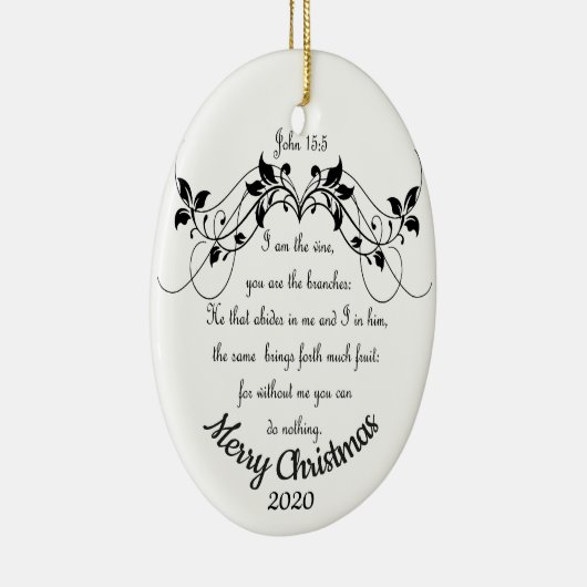 Aangepaste kerstmis Ik ben de wijnscriptie Keramisch Ornament (Rechts)