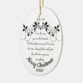 Aangepaste kerstmis Ik ben de wijnscriptie Keramisch Ornament (Links)