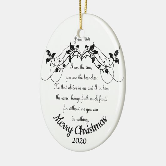 Aangepaste kerstmis Ik ben de wijnscriptie Keramisch Ornament (Links)