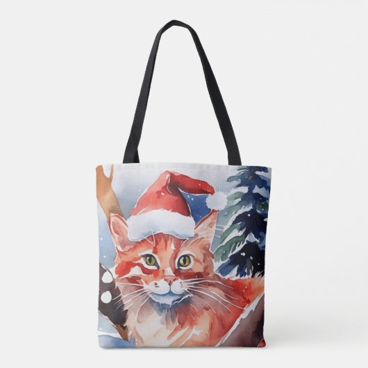 Aangepaste Kerstmis Kat Ontwerp, Kerstcadeau Tote Bag (Achterkant)