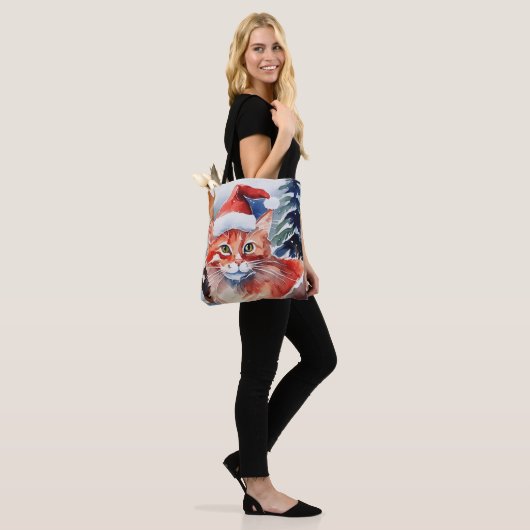 Aangepaste Kerstmis Kat Ontwerp, Kerstcadeau Tote Bag (Op model)