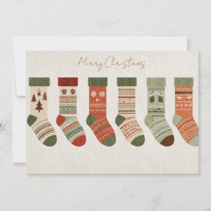 Aangepaste Kerstmis Kerst Sokken Wenskaart Feestdagenkaart