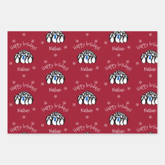 Aangepaste Kerstmis met Cute Penguin Inpakpapier Vel (Voorkant)