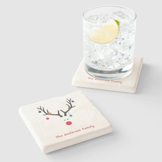 Aangepaste Kerstmis minimalistische moderne rendie Stenen Onderzetter (Zijkant)