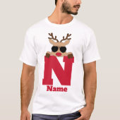 Aangepaste Kerstmis Monogram met naam Cool Pyjama T-shirt (Voorkant)