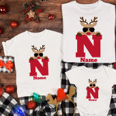 Aangepaste Kerstmis Monogram met naam Cool Pyjama T-shirt