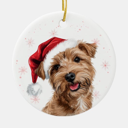 Aangepaste Kerstmis Norfolk Terrier Hond Keramisch Ornament (Voorkant)