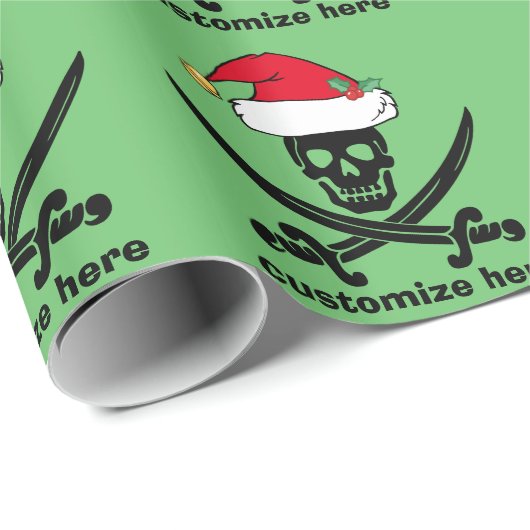 Aangepaste Kerstmis Pirate Santa Cadeaupapier (Rol Hoek)