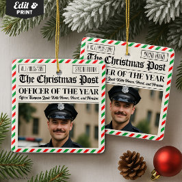 Aangepaste Kerstmis Politie Cadeau voor Officier K Keramisch Ornament