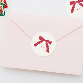 Aangepaste Kerstmis Rode Bogen Vakantie Ronde Sticker