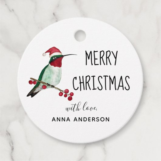 Aangepaste Kerstmis Ruby-throated Kolibrie   Bedankjes Labels (Voorkant)